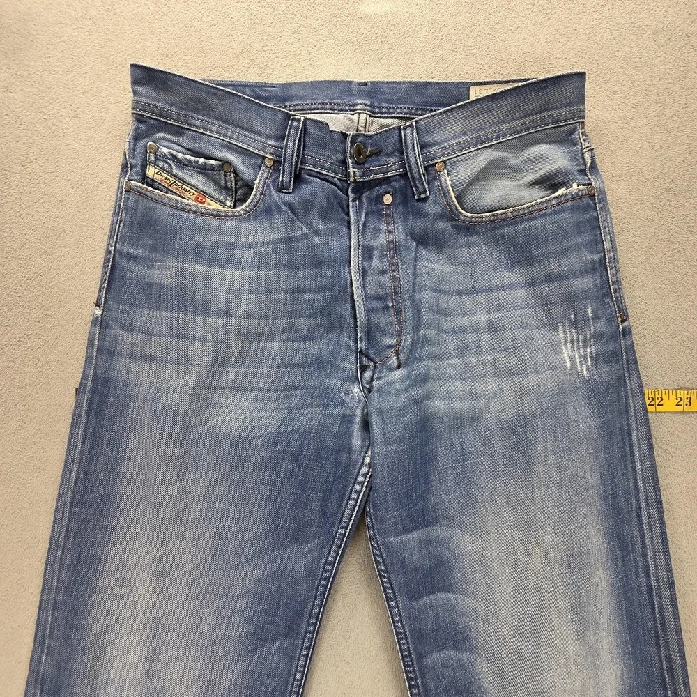 Diesel Jeans Mens 32x34 Blue Quratt Regular Straight Button Altered Hem 008BK